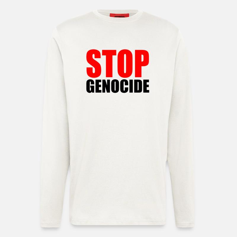 Stop genocide - Langarmshirt - made by SPREAD  - OFF WHITE