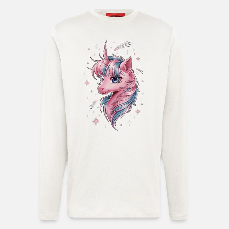 Magisches Einhorn mit Sternen - Langarmshirt - made by SPREAD  - OFF WHITE