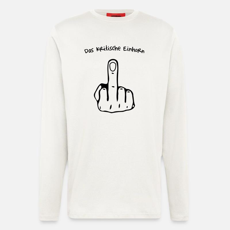 Kritische Einhorn - Langarmshirt - made by SPREAD  - OFF WHITE
