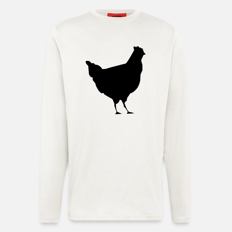 bauernhof hahn huhn vogel - Langarmshirt - made by SPREAD - OFF WHITE