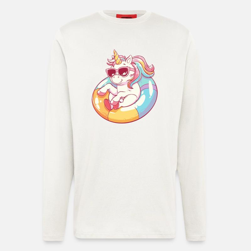 Einhorn Comic Cool - Langarmshirt - made by SPREAD  - OFF WHITE