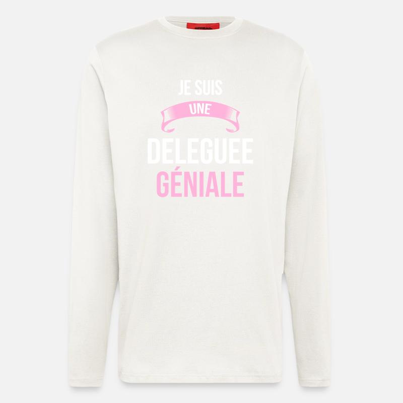 je suis une Deleguee - Manches longues bio décontracté fabriqué en UE - OFF WHITE