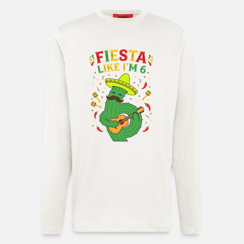 Fiesta comme si j’avais 6 cactus - Manches longues bio décontracté fabriqué en UE - OFF WHITE