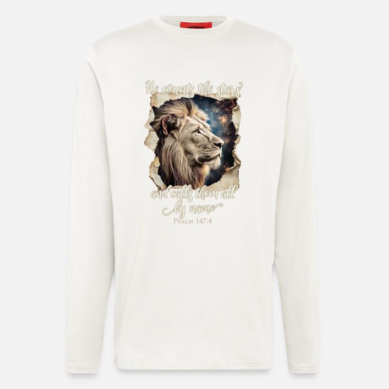 Löwe Bibelvers Christlich - Langarmshirt - made by SPREAD  - OFF WHITE