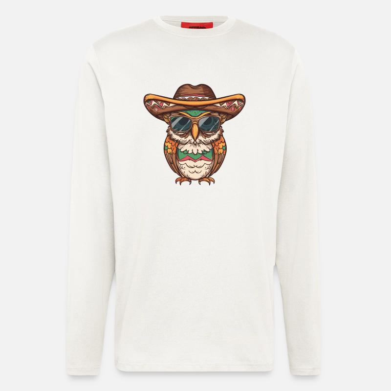 Eule Lustig Sombrero - Langarmshirt - made by SPREAD  - OFF WHITE