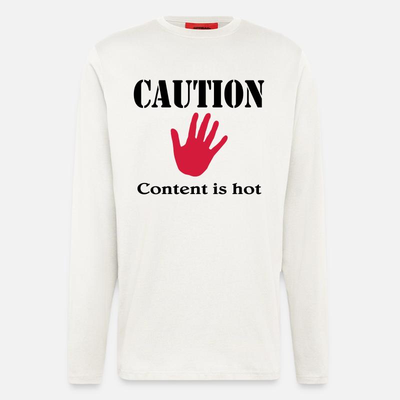 Caution, content is hot - Manches longues bio décontracté fabriqué en UE - OFF WHITE