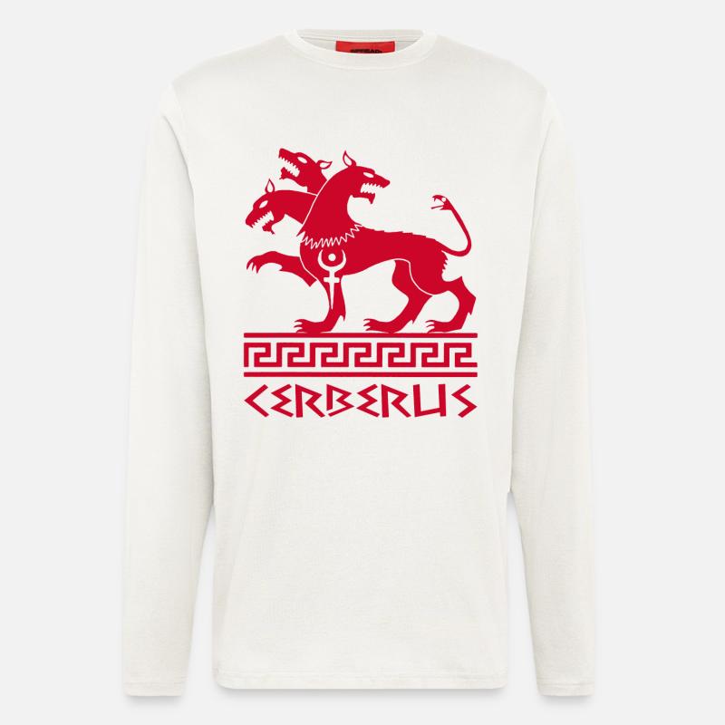 Roter Cerberus-Hund - Langarmshirt - made by SPREAD  - OFF WHITE