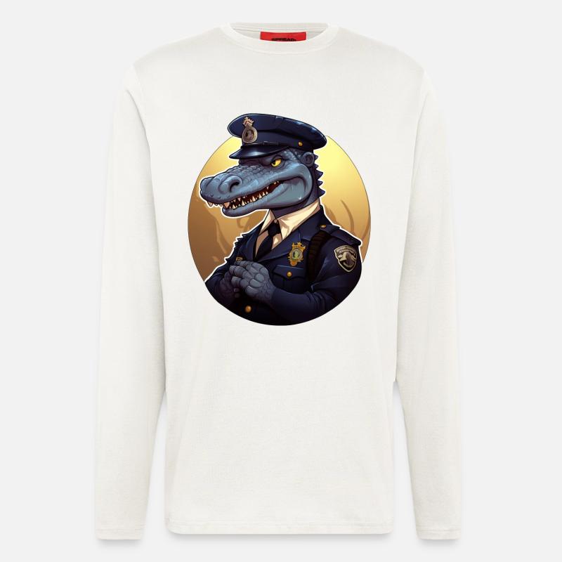 Krokodil Polizist - Langarmshirt - made by SPREAD - OFF WHITE
