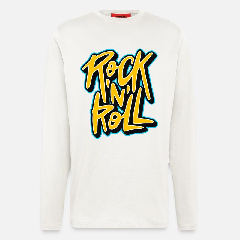 Graffiti Rock 'n' Roll Text-Logo - Langarmshirt - made by SPREAD  - OFF WHITE