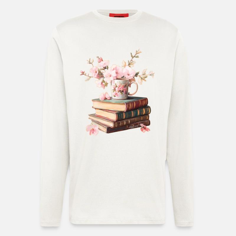 Bücherstapel - Langarmshirt - made by SPREAD  - OFF WHITE
