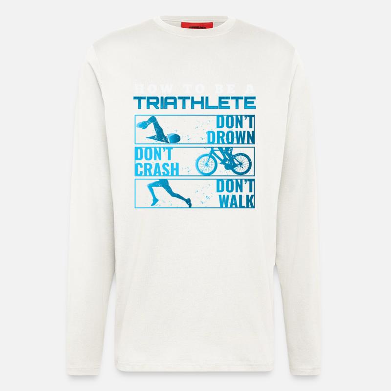 Triathlon Tshirt Geschenk Evolution Männer - Langarmshirt - made by SPREAD  - OFF WHITE