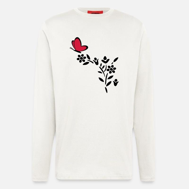 Pflanze Schmetterling Herz - Langarmshirt - made by SPREAD  - OFF WHITE