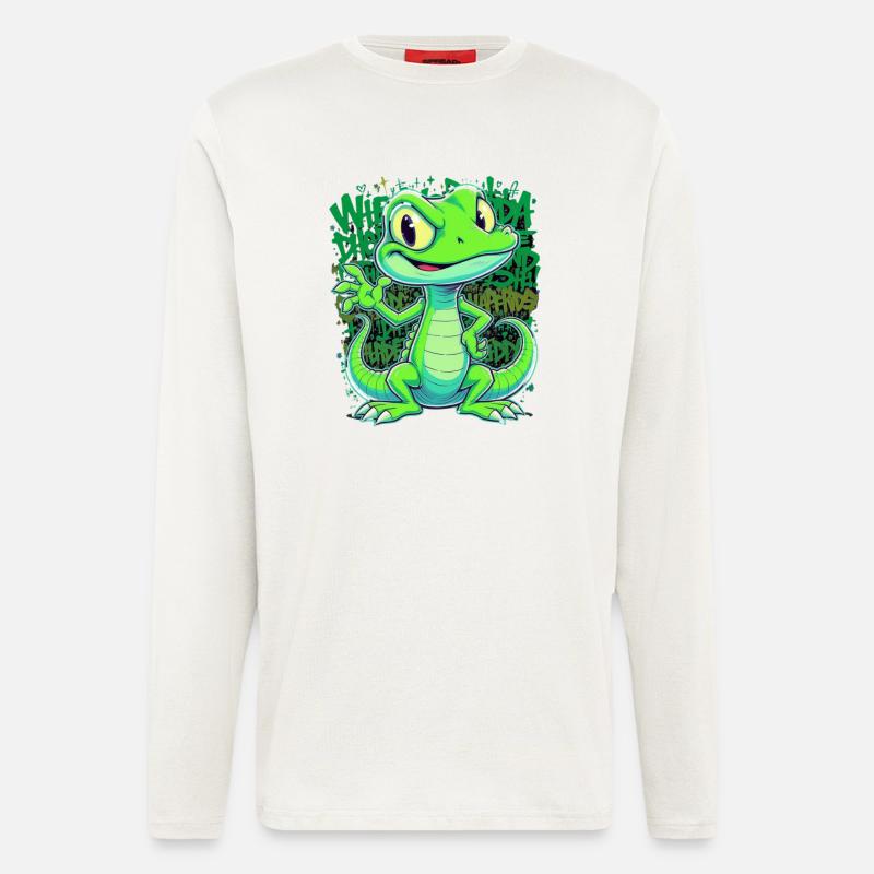 Cheerful Lizard – Funny Comic Style - Longsleeve - made by SPREAD  - OFF WHITE