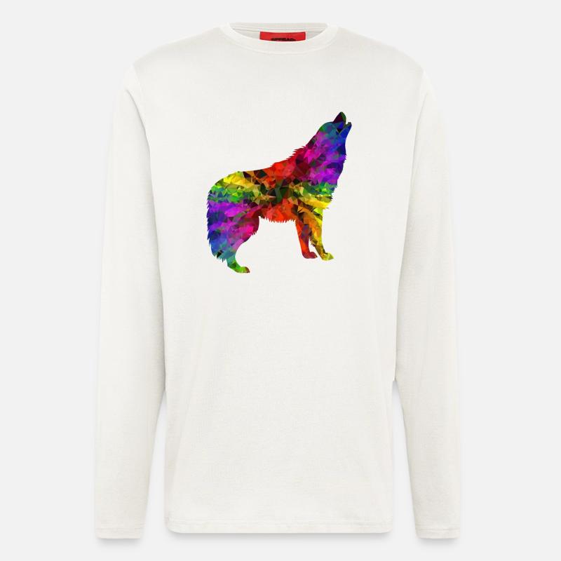 Wolf Regenbogen - Langarmshirt - made by SPREAD  - OFF WHITE