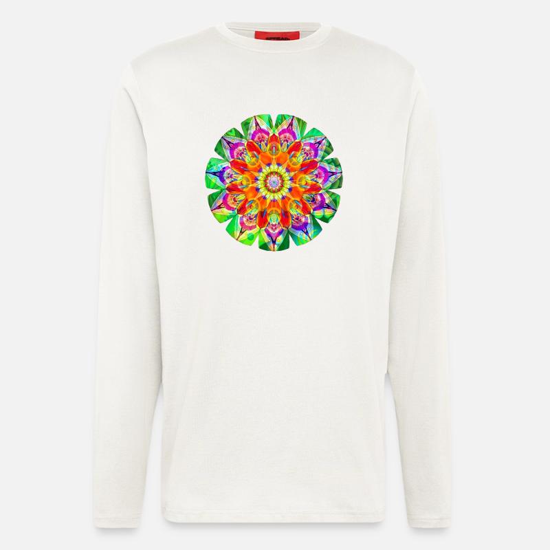 Farbenfrohes hippes Mandala - Langarmshirt - made by SPREAD  - OFF WHITE