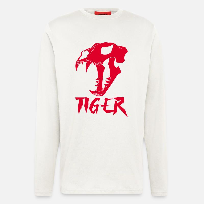 Roter Tiger-Schädel - Langarmshirt - made by SPREAD  - OFF WHITE