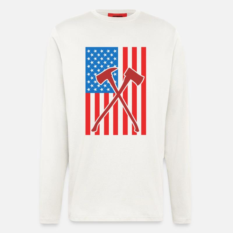 Brandbekämpfung USA Flagge - Langarmshirt - made by SPREAD  - OFF WHITE