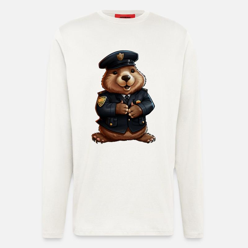Biber Polizei - Langarmshirt - made by SPREAD  - OFF WHITE