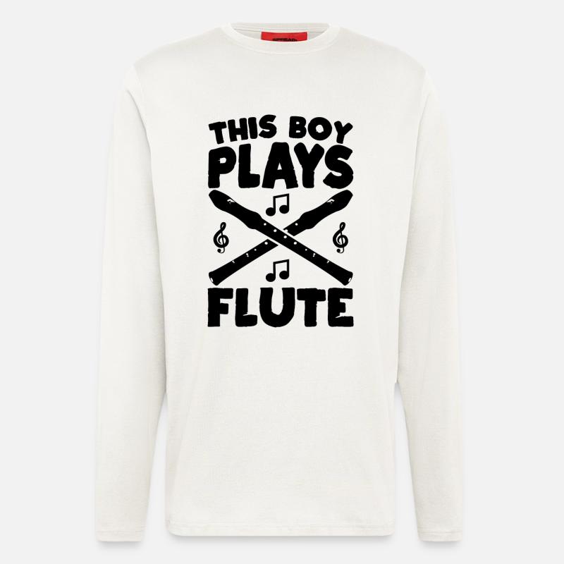 This Boy Plays Flute - Langarmshirt - made by SPREAD  - OFF WHITE