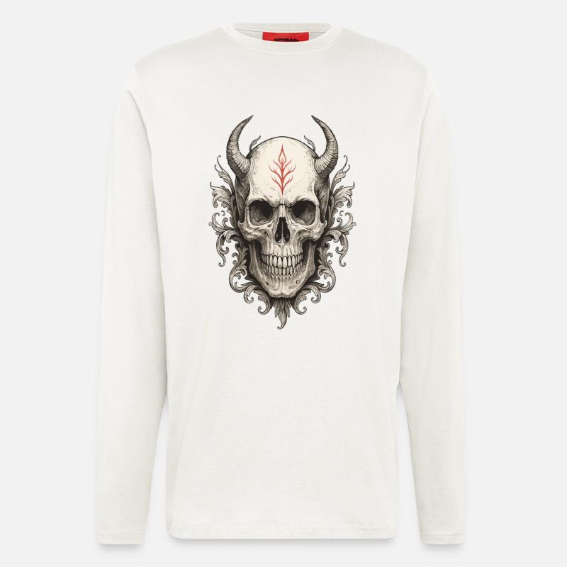 Purpurrote Rune Gehörnter Schädel - Langarmshirt - made by SPREAD - OFF WHITE
