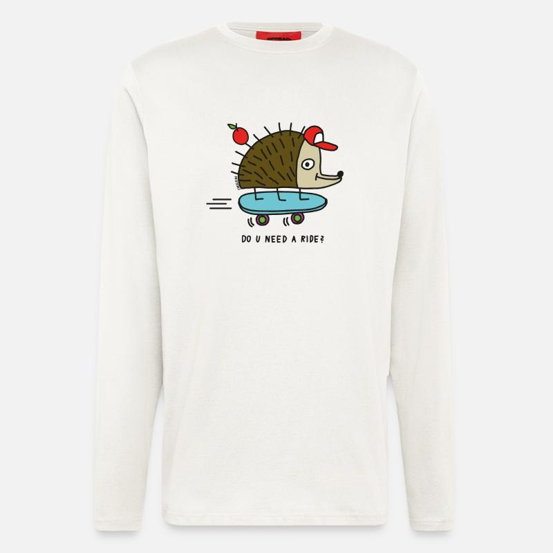 Skater Igel by Cheslo - Langarmshirt - made by SPREAD - OFF WHITE