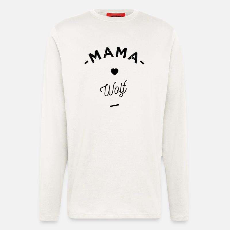 Mama wolf - - Manches longues bio décontracté fabriqué en UE - OFF WHITE