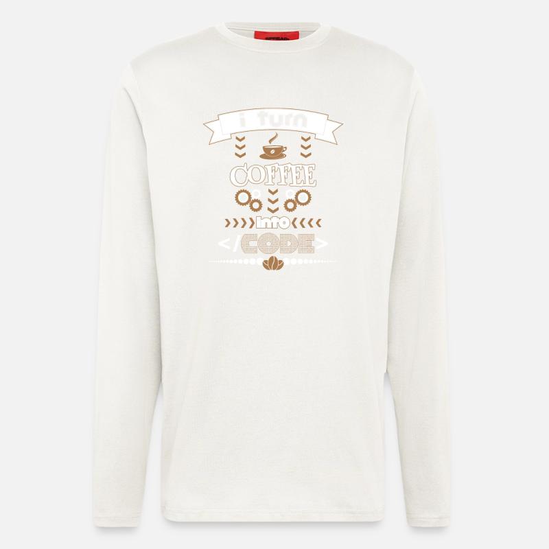 turn coffee into code - Langarmshirt - made by SPREAD - OFF WHITE