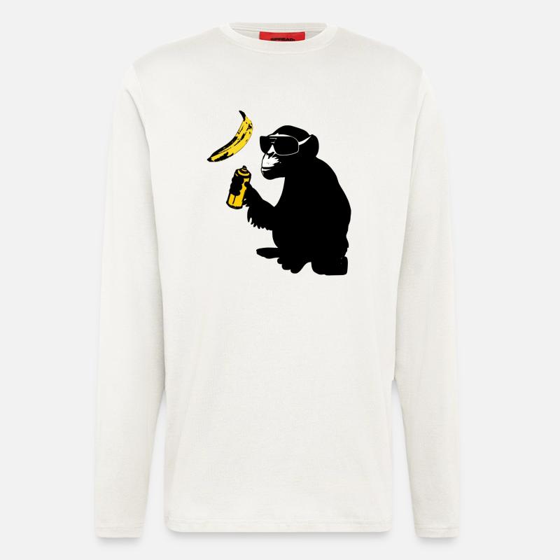 affe sprüht banane - Langarmshirt - made by SPREAD  - OFF WHITE