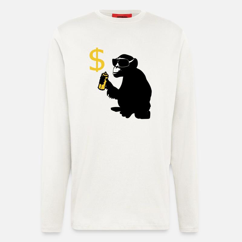 monkey sprayed dollar signs - Longsleeve - made by SPREAD  - OFF WHITE