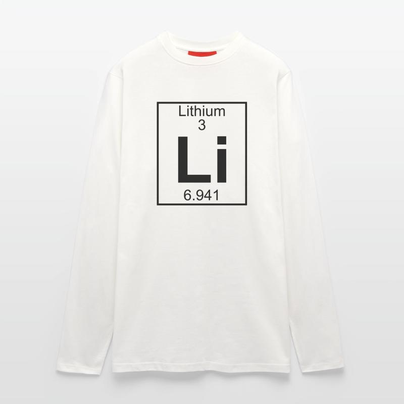 Periodic table element 3 - Li (lithium) - BIG Manches longues bio décontracté fabriqué en UE