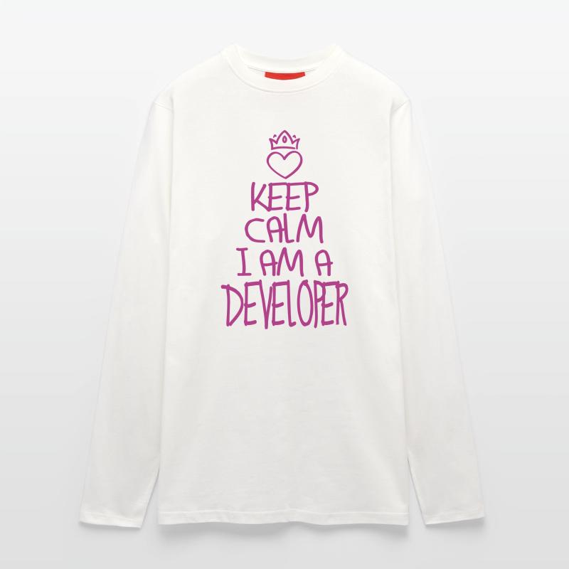 Keep Calm Software Developer Cool Cadeau Manches longues bio décontracté fabriqué en UE