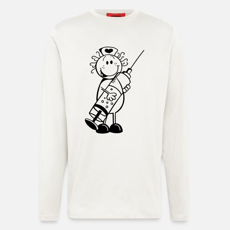 Krankenschwester Strichmännchen - Geschenk - Langarmshirt - made by SPREAD  - OFF WHITE