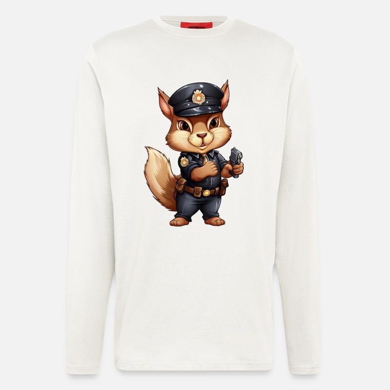 Squirrel Policeman - Longsleeve - made by SPREAD  - OFF WHITE
