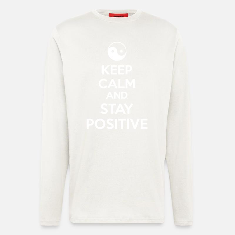 Keep Calm Ying Yang - Manches longues bio décontracté fabriqué en UE - OFF WHITE
