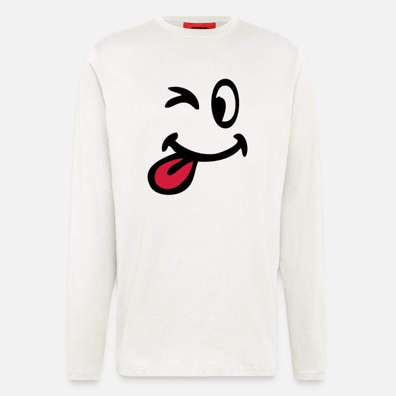 smiley clin oeil 3105 - Manches longues bio décontracté fabriqué en UE - OFF WHITE
