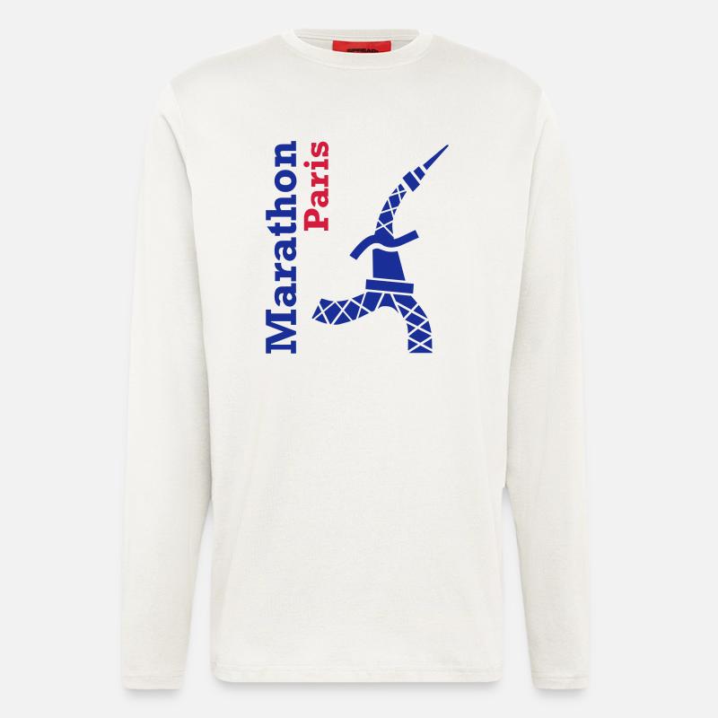 paris_marathon_eiffelturm - Langarmshirt - made by SPREAD  - OFF WHITE