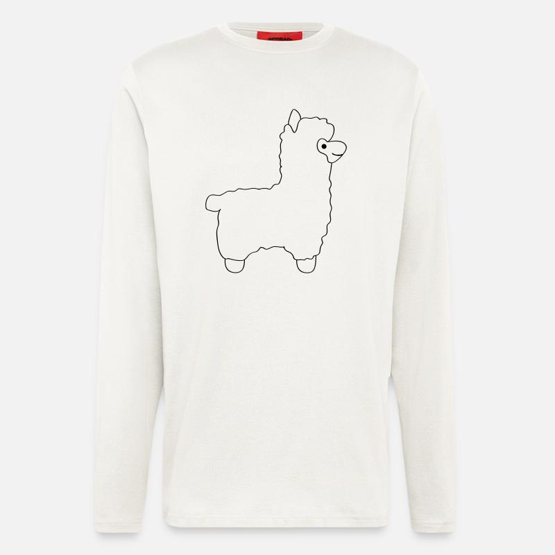 lama alpaca comic - Langarmshirt - made by SPREAD  - OFF WHITE