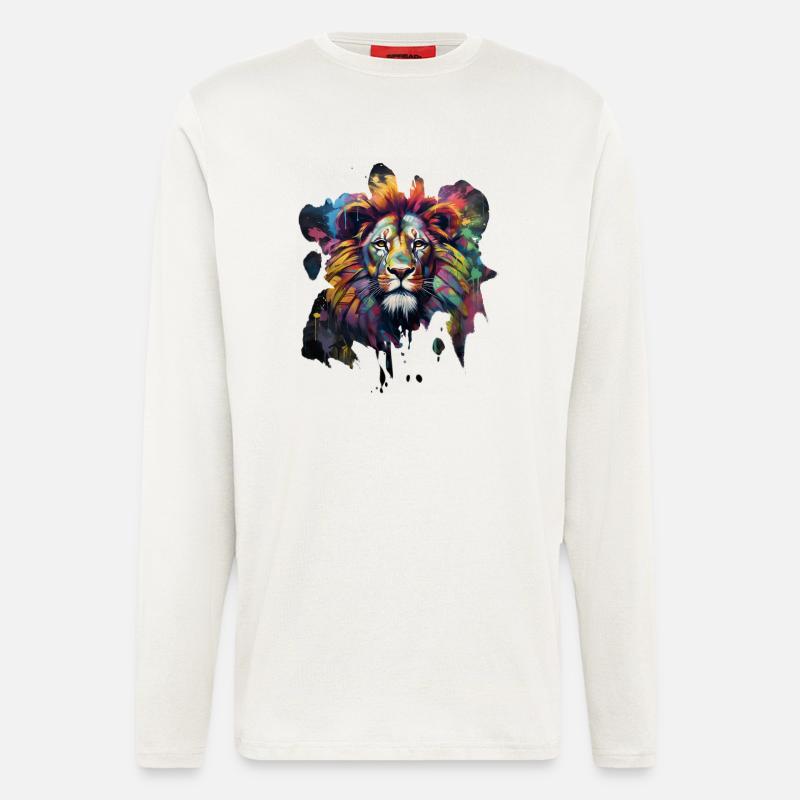 Löwe im Graffiti-Stil - Langarmshirt - made by SPREAD  - OFF WHITE