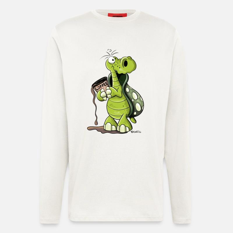 Schildkröte brauch Kaffee - Langarmshirt - made by SPREAD  - OFF WHITE