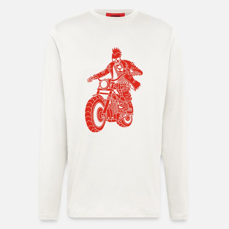 Der rote Biker aus der Hölle - Langarmshirt - made by SPREAD  - OFF WHITE