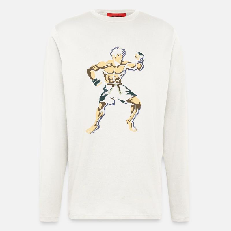 Kickboxer Pixel Grafik - Langarmshirt - made by SPREAD - OFF WHITE