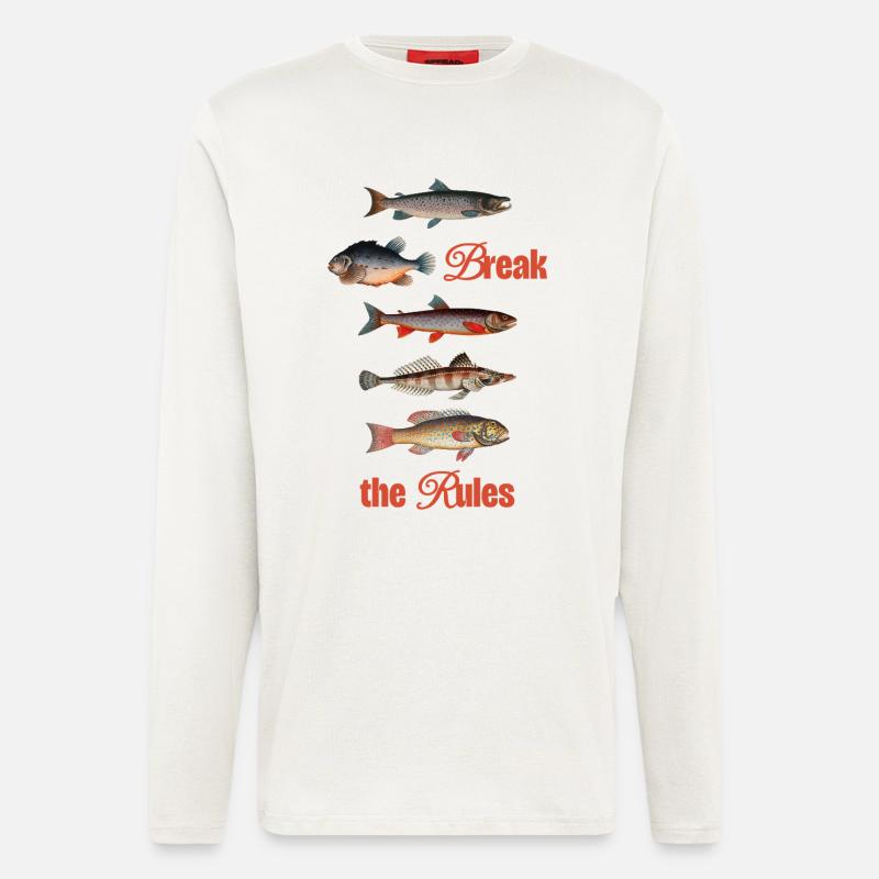 Break the Rules – Retro Fish Art - Longsleeve - made by SPREAD  - OFF WHITE