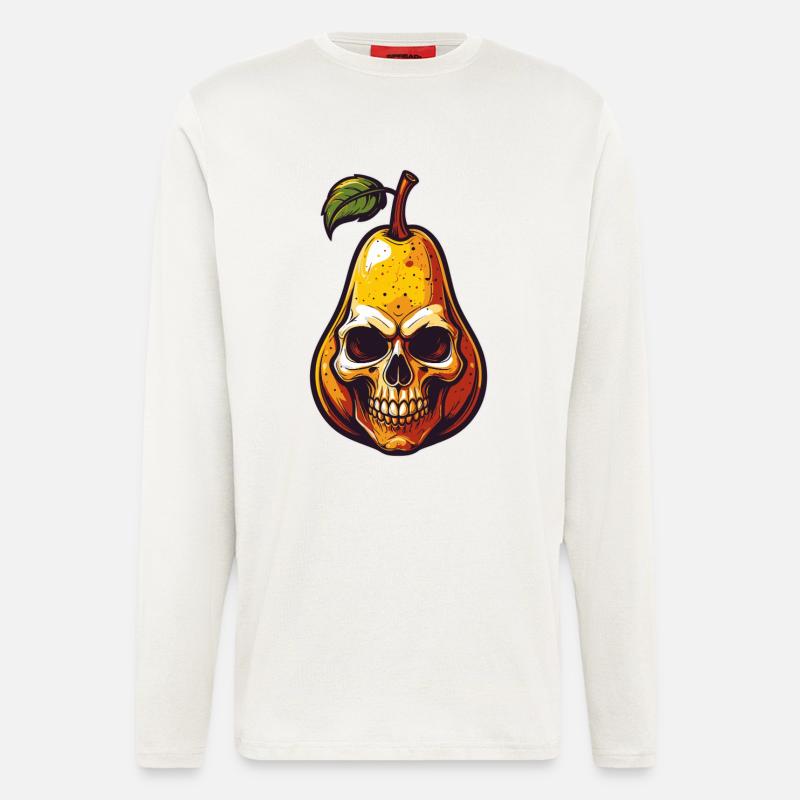 Birnen Skull Comic Style - Langarmshirt - made by SPREAD  - OFF WHITE