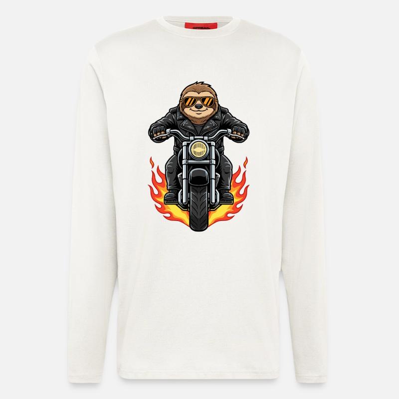Cool Biker Sloth Motorcycle Flames - Longsleeve - made by SPREAD  - OFF WHITE