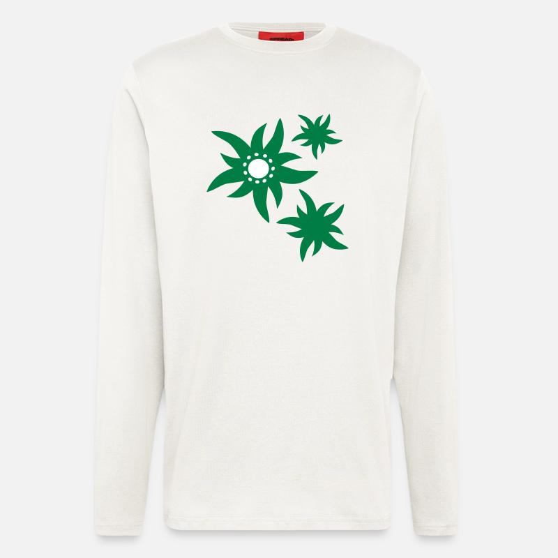 3 fleurs Fleurs d'Edelweiss - Manches longues bio décontracté fabriqué en UE - OFF WHITE