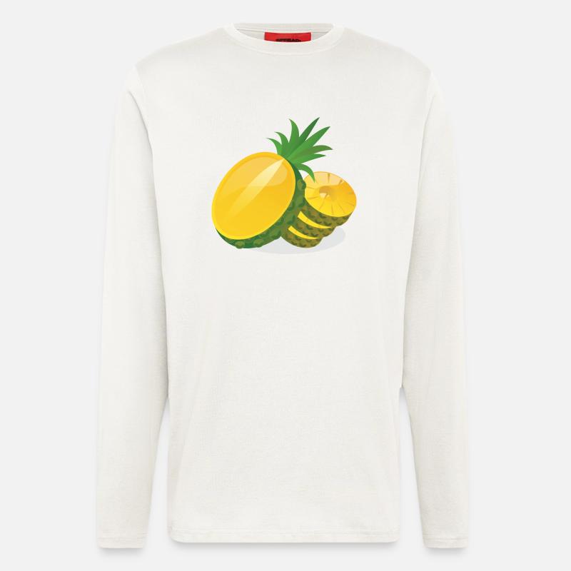Ananas en tranches - Manches longues bio décontracté fabriqué en UE - OFF WHITE