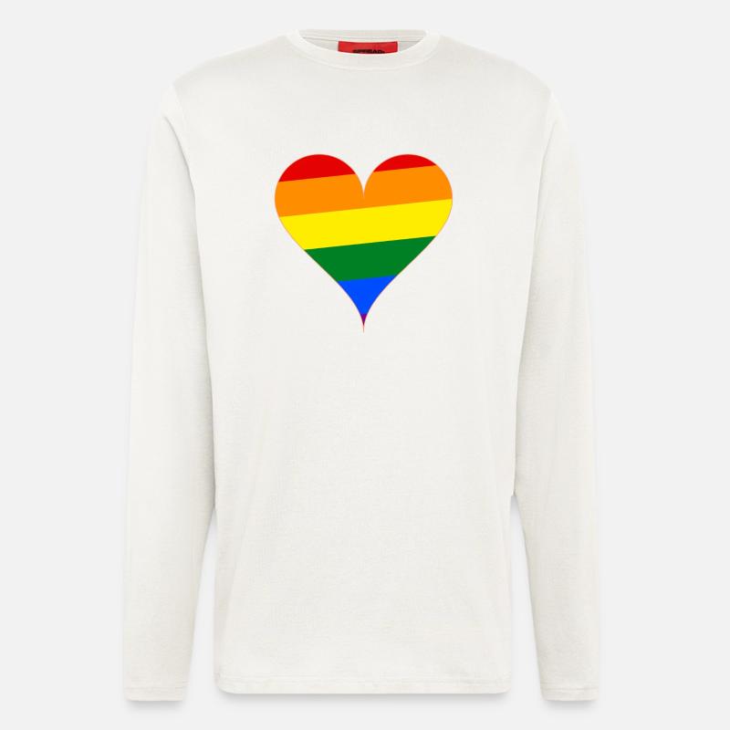 Herz Regenbogen Flagge Geschenk - Langarmshirt - made by SPREAD - OFF WHITE
