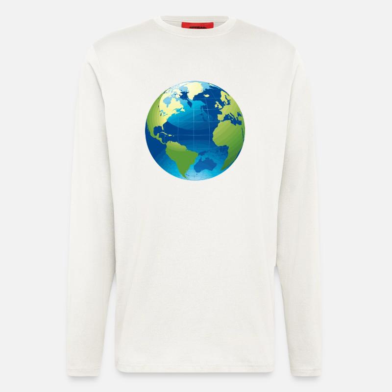 Globus - Weltkugel - Langarmshirt - made by SPREAD  - OFF WHITE