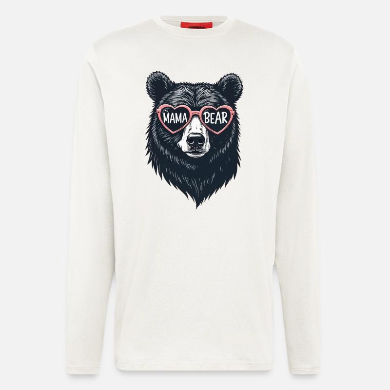 mama bear - maman ourse - Manches longues bio décontracté fabriqué en UE - OFF WHITE