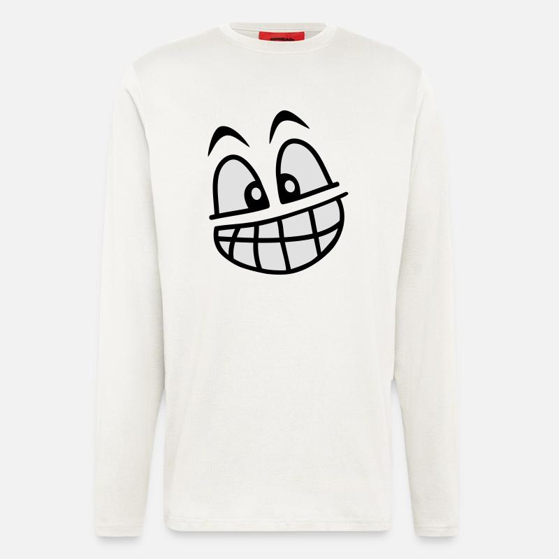 grin_face_2c - Langarmshirt - made by SPREAD  - OFF WHITE